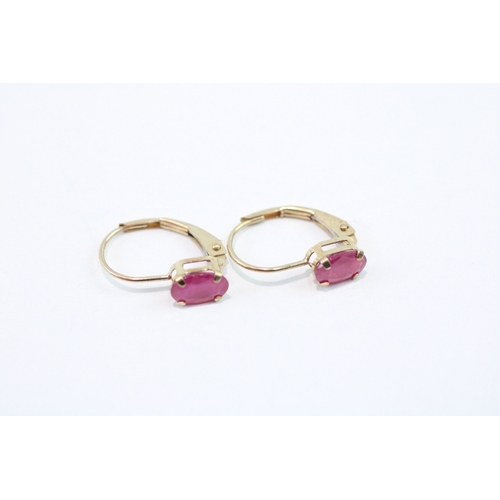 81 - 9ct gold ruby drop earrings (0.7g)