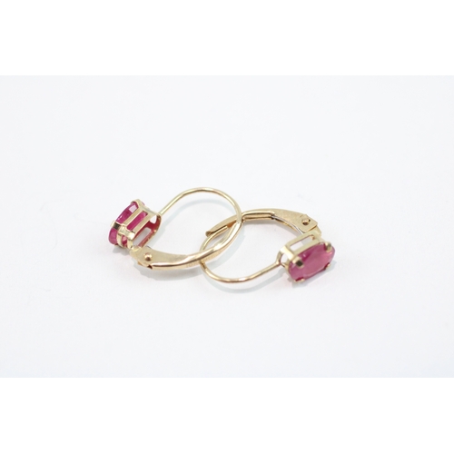 81 - 9ct gold ruby drop earrings (0.7g)