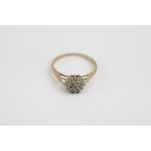 85 - 9ct gold diamond cluster ring (1.5g) Size K 1/2