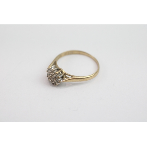 85 - 9ct gold diamond cluster ring (1.5g) Size K 1/2