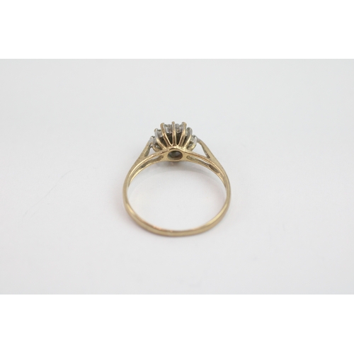 85 - 9ct gold diamond cluster ring (1.5g) Size K 1/2