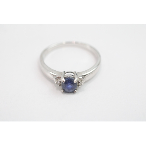 95 - 9ct gold sapphire & diamond dress ring (2.1g) Size N 1/2