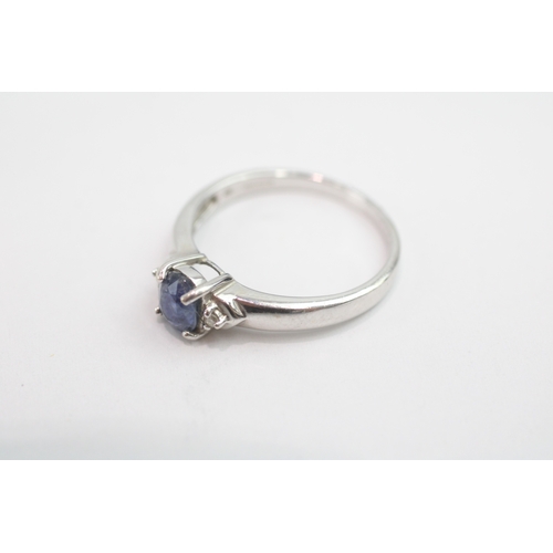 95 - 9ct gold sapphire & diamond dress ring (2.1g) Size N 1/2