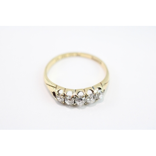 112 - 18ct gold antique old mine cut diamond five stone ring (3.4g) Size R