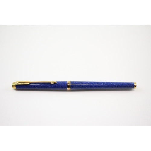 Vintage Parker 180 Lapis Lazuli Blue Fountain Pen w Gold Plate Nib WRITING