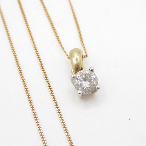 182 - 9ct gold diamond pendant on chain (1.1g)