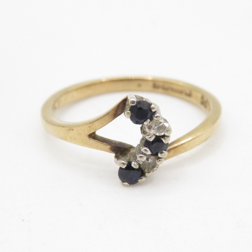 185 - 9ct gold vintage sapphire & diamond dress ring (1.6g) Size L