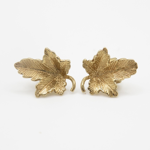 203 - 9ct gold maple leaf stud earrings (1.6g)
