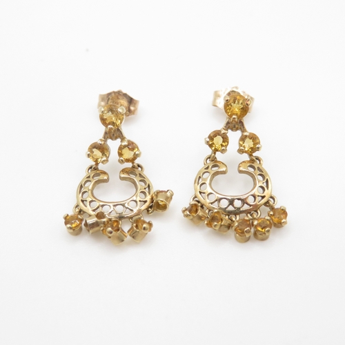 217 - 9ct gold citrine drop earrings (1.6g)