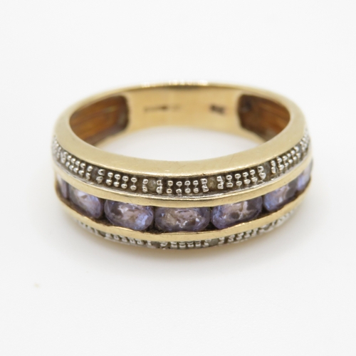 228 - 9ct gold tanzanite & diamond ring (3.1g) Size O