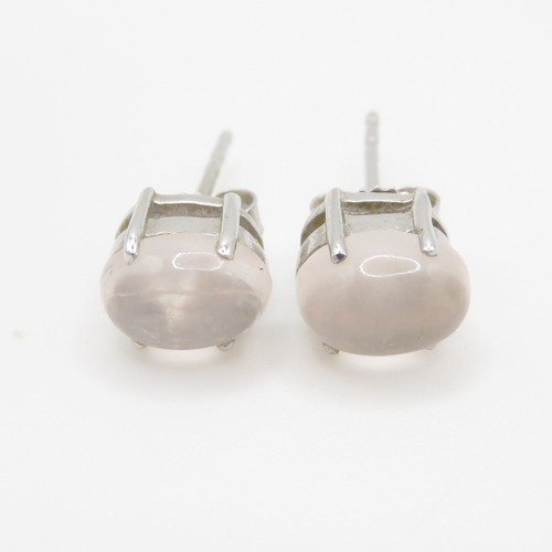 239 - 9ct white gold rose quartz stud earrings (1.6g)