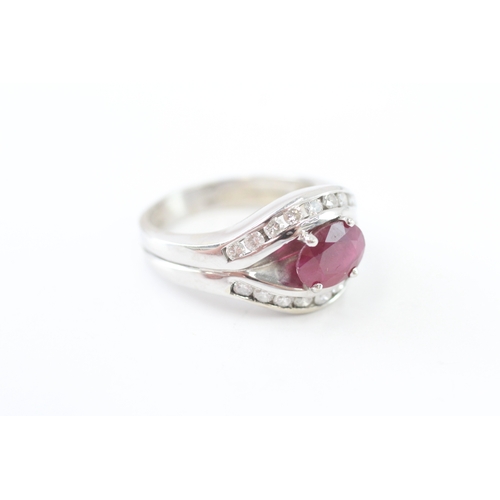 236 - 14ct gold ruby & diamond dress ring (8g) Size Q 1/2