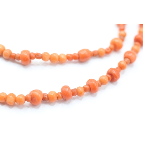 238 - 9ct gold coral double strand necklace (17.3g)