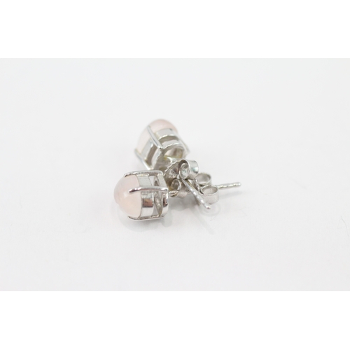 239 - 9ct white gold rose quartz stud earrings (1.6g)