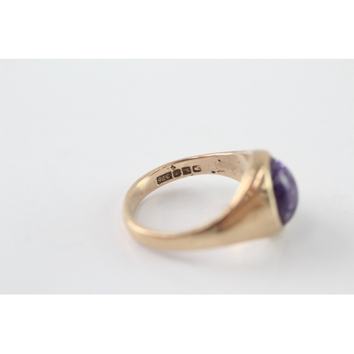 240 - 9ct gold antique cabochon amethyst dress ring (4g) Size K 1/2