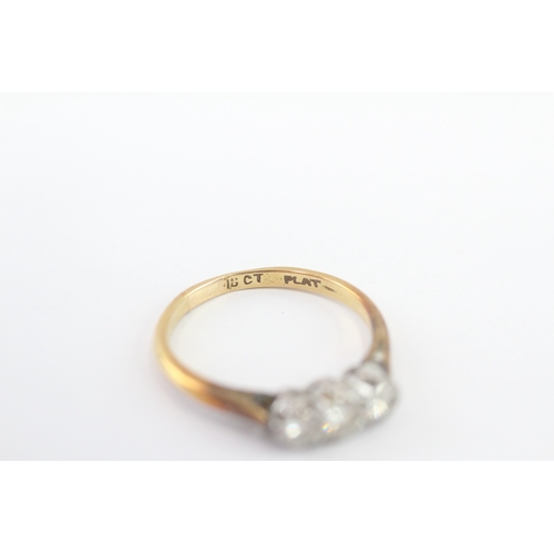 241 - 18ct gold & platinum diamond trilogy ring (2.8g) Size O 1/2