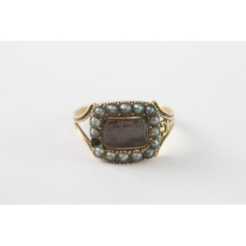 246 - 15ct gold antique seed pearl dress ring (as seen) (3g) Size Q 1/2