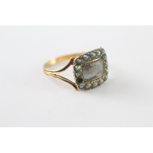 246 - 15ct gold antique seed pearl dress ring (as seen) (3g) Size Q 1/2