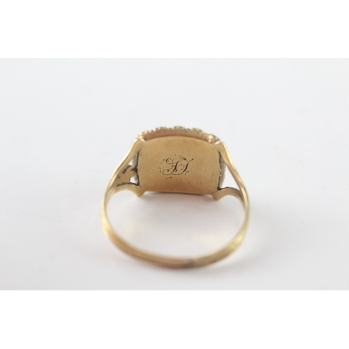 246 - 15ct gold antique seed pearl dress ring (as seen) (3g) Size Q 1/2