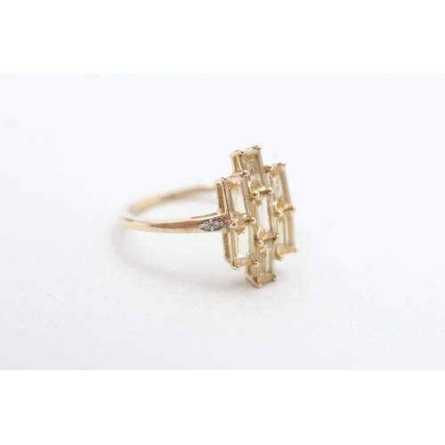 256 - 9ct gold citrine & diamond dress ring (2.2g) Size N 1/2