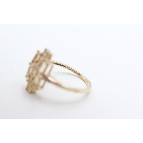 256 - 9ct gold citrine & diamond dress ring (2.2g) Size N 1/2