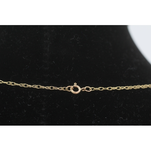 257 - 9ct gold kyanite & diamond pendant necklace (1.8g)