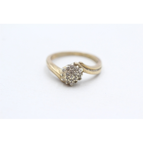 277 - 9ct gold diamond cluster ring (2.7g) Size K