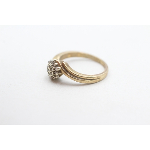 277 - 9ct gold diamond cluster ring (2.7g) Size K