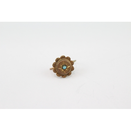 279 - Antique 9ct gold turquoise hook earrings (1.1g)