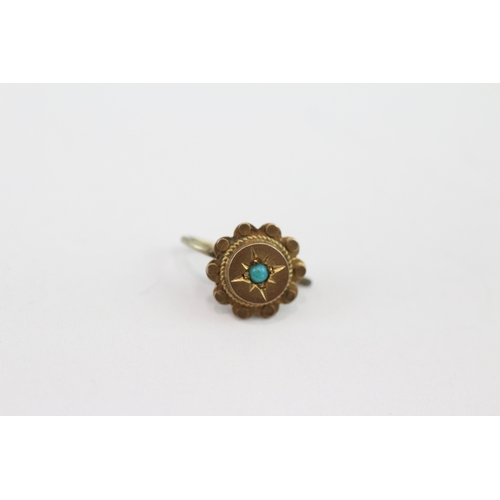 279 - Antique 9ct gold turquoise hook earrings (1.1g)