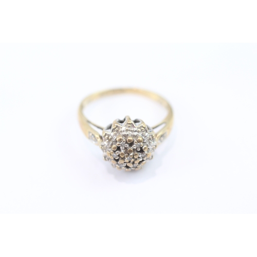 284 - 9ct gold diamond cluster ring (2.5g) Size K
