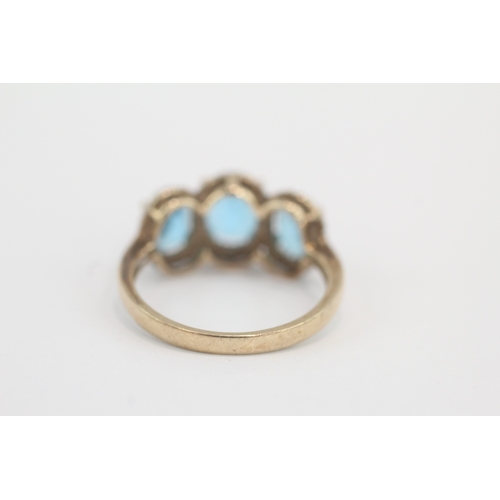 33 - 9ct gold blue topaz & diamond dress ring (4g) Size P