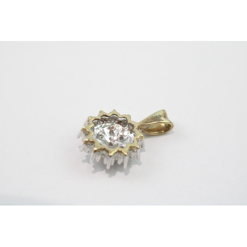 36 - 9ct gold diamond cluster pendant (1.7g)