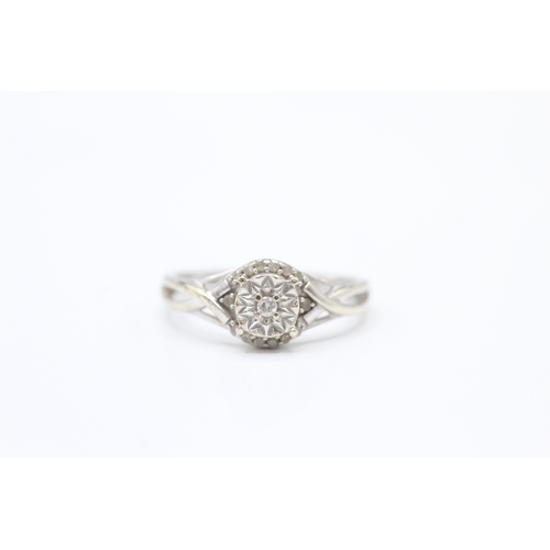 38 - 9ct white gold diamond cluster ring (2.1g) Size N 1/2