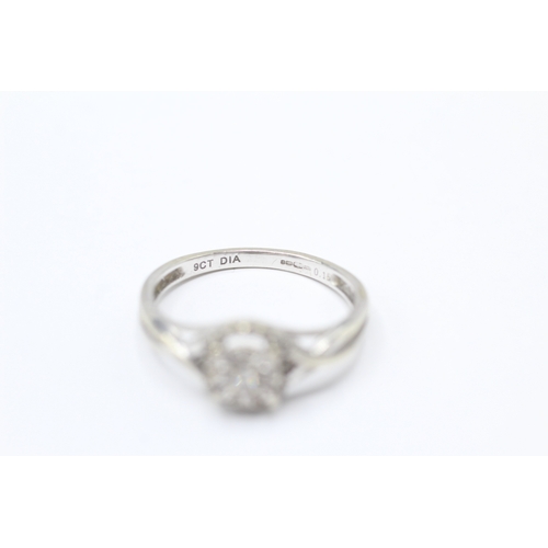 38 - 9ct white gold diamond cluster ring (2.1g) Size N 1/2