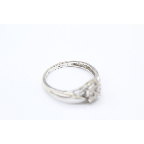 38 - 9ct white gold diamond cluster ring (2.1g) Size N 1/2