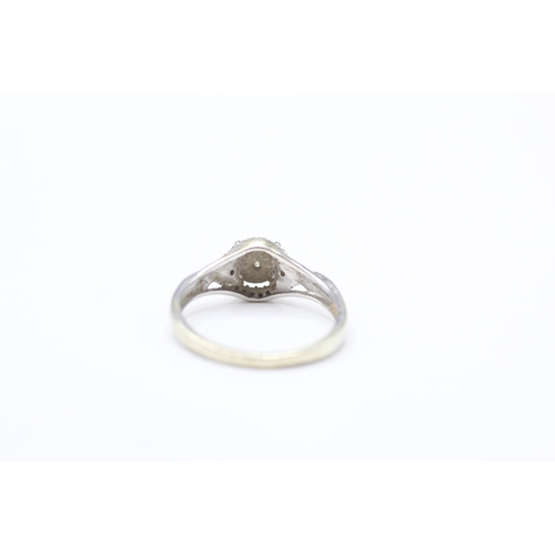 38 - 9ct white gold diamond cluster ring (2.1g) Size N 1/2