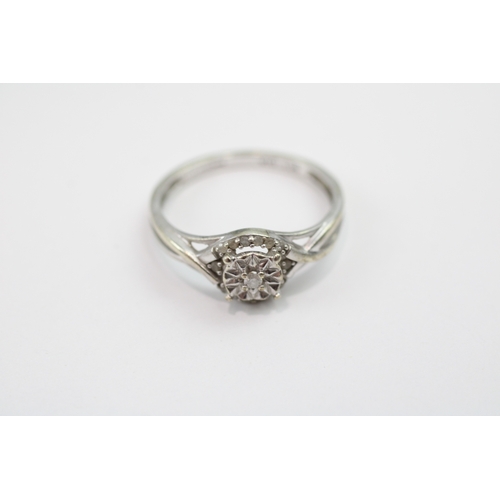 38 - 9ct white gold diamond cluster ring (2.1g) Size N 1/2