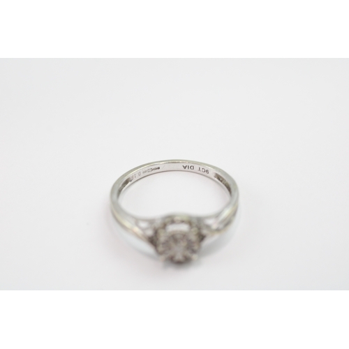38 - 9ct white gold diamond cluster ring (2.1g) Size N 1/2