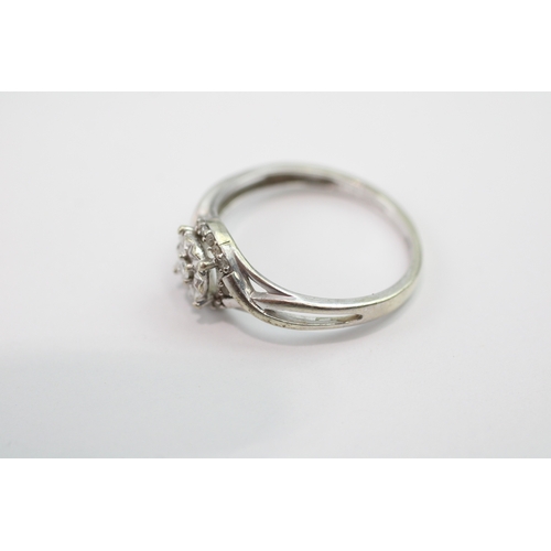 38 - 9ct white gold diamond cluster ring (2.1g) Size N 1/2