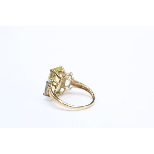 43 - 9ct gold citrine and aquamarine cocktail ring (3.7g) Size N 1/2