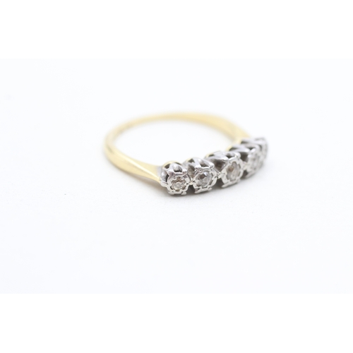 47 - 18ct gold and platinum diamond geometric ring (2.1g) Size N