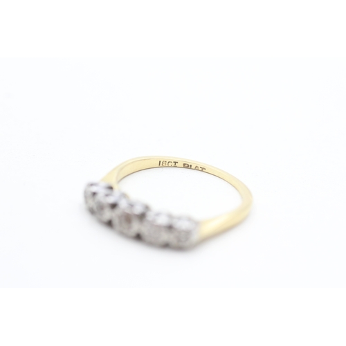 47 - 18ct gold and platinum diamond geometric ring (2.1g) Size N