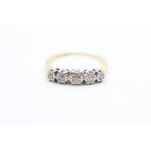 47 - 18ct gold and platinum diamond geometric ring (2.1g) Size N