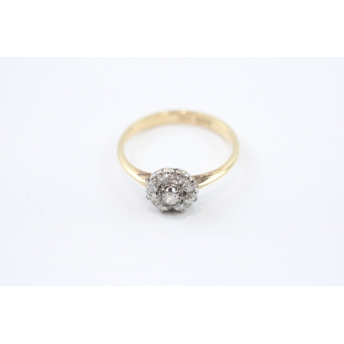 54 - 18ct gold and platinum diamond posy ring (2.7g) Size M 1/2