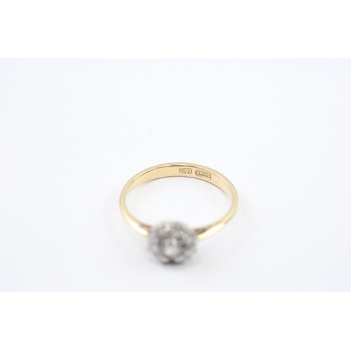 54 - 18ct gold and platinum diamond posy ring (2.7g) Size M 1/2