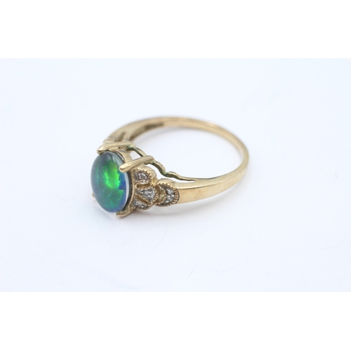 18 - 9ct gold opal triplet diamond dress ring (3.2g) Size P