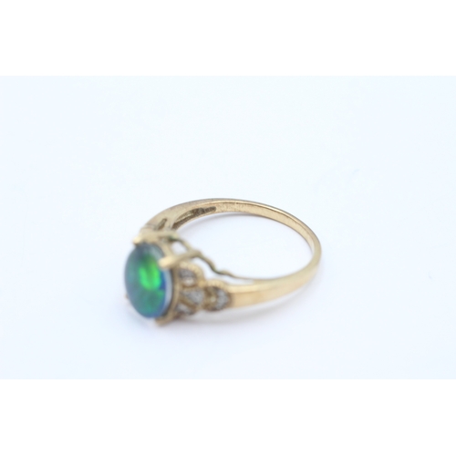 18 - 9ct gold opal triplet diamond dress ring (3.2g) Size P