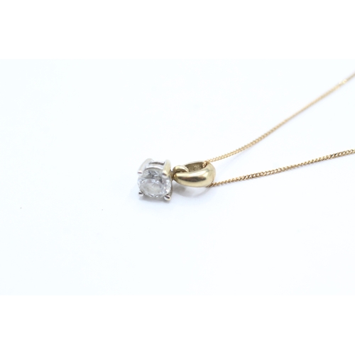 182 - 9ct gold diamond pendant on chain (1.1g)