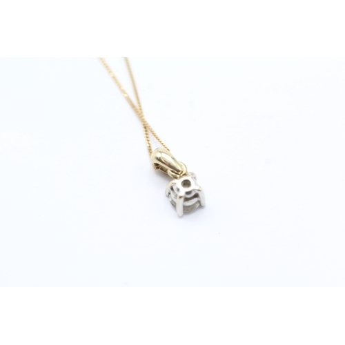 182 - 9ct gold diamond pendant on chain (1.1g)
